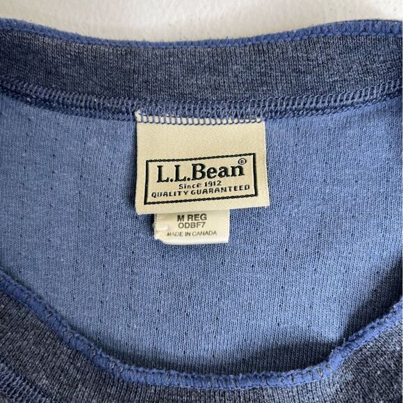 Vintage LL Bean Double Layer Wool Blend Crew Neck Blue Gray Shirt Men Medium - Picture 7 of 13